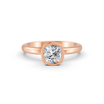 Load image into Gallery viewer, Cushion Cut Real Moissanite Bezel Set Solitaire Ring 14K Gold Plated
