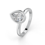 Load image into Gallery viewer, Pear Cut Real Moissanite Bezel Set Solitaire Ring 14K Gold Plated
