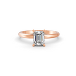 Load image into Gallery viewer, Emerald Cut Real Moissanite 4 Prong Solitaire Ring 14K Gold Plated
