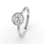 Load image into Gallery viewer, Round Cut Real Moissanite Bezel Set Solitaire Ring 14K Gold Plated
