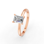 Load image into Gallery viewer, Emerald Cut Real Moissanite 4 Prong Solitaire Ring 14K Gold Plated
