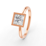 Load image into Gallery viewer, Princess Cut Real Moissanite Bezel Set Solitaire Ring 14K Gold Plated
