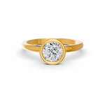 Load image into Gallery viewer, Round Cut Real Moissanite Bezel Set Solitaire Ring 14K Gold Plated
