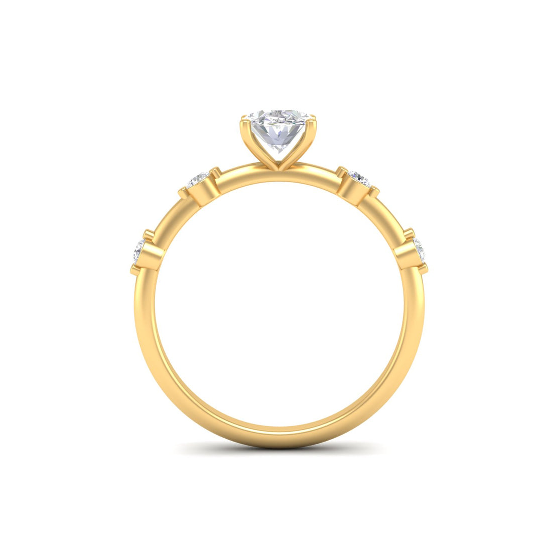 1Ct Oval Cut Moissanite Solitaire Engagement Ring 14K Yellow Gold Plated