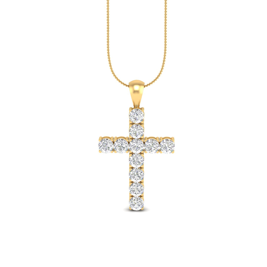 3Ct Round Moissanite Women Cross Pendant 14K White Gold Plated