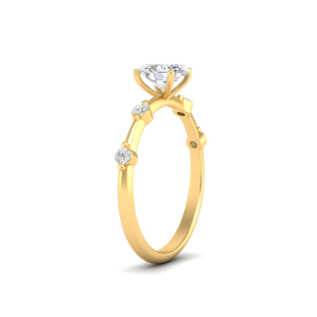 1Ct Oval Cut Moissanite Solitaire Engagement Ring 14K Yellow Gold Plated