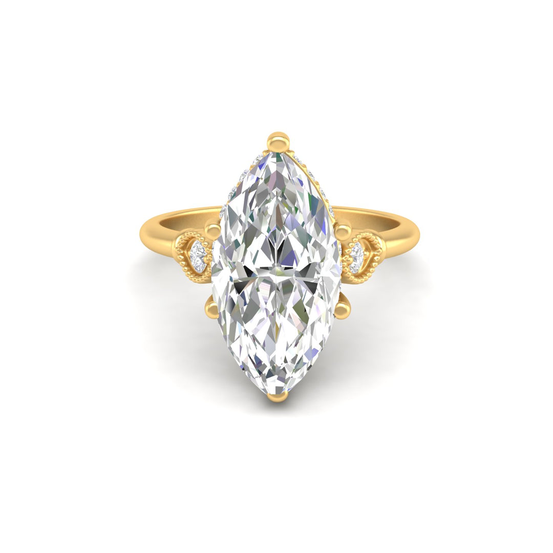 4Ct Marquise Cut Moissanite Engagement Ring 14K Yellow Gold Plated