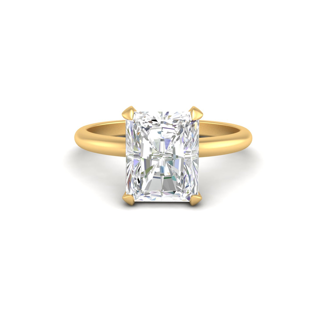 3.50Ct Radiant Cut Moissanite Women Solitaire Ring 14K Yellow Gold Plated