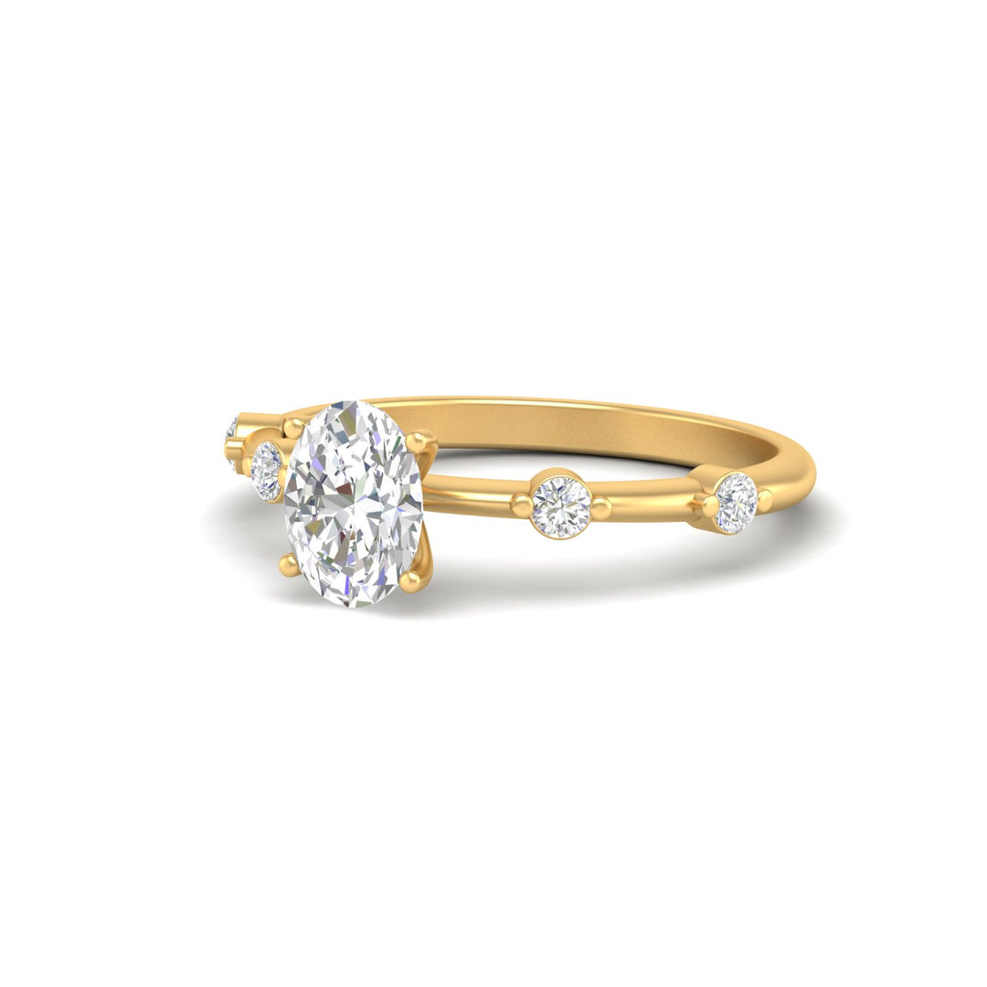 1Ct Oval Cut Moissanite Solitaire Engagement Ring 14K Yellow Gold Plated