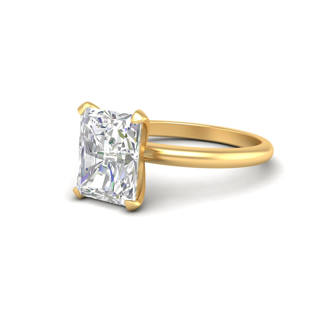 3.50Ct Radiant Cut Moissanite Women Solitaire Ring 14K Yellow Gold Plated